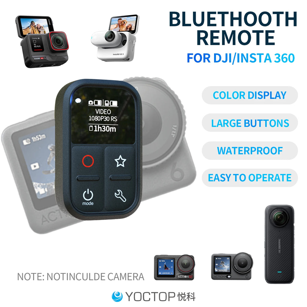 YOCTOP Is Suitable for DJI Sports Camera Bluetooth Remote Control Compatible with Action6/5 Pro/4 Osmo360 Controller Accessories