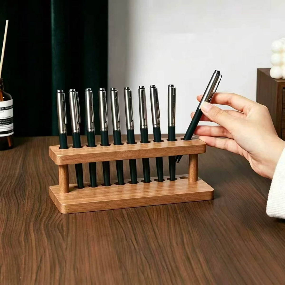 Organizer da scrivania in legno di noce multifunzione: porta penne, supporto…