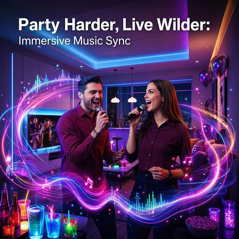Striscia LED RGB 5-40 m con Bluetooth, sync musica e alimentatore