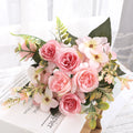 Home Decor Roses Autumn Artificial Flowers Silk Peony Hydrangea Big Bride Bouquet Wedding Home Party DIY Decoration Fake Flowers