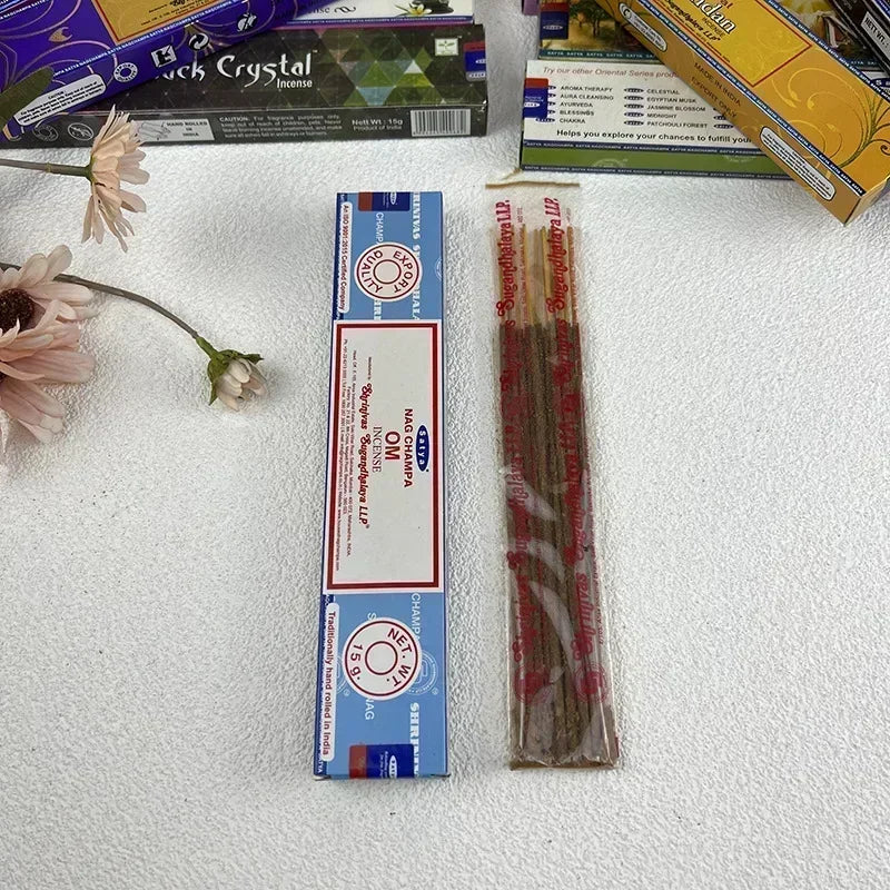 6/12boxes Satya White Sage Incense Sticks Home Fragrance NAGCHAMPA Sticks OUDH PALO SANTO Mix Incense YOGIC MEDITATION Aroma