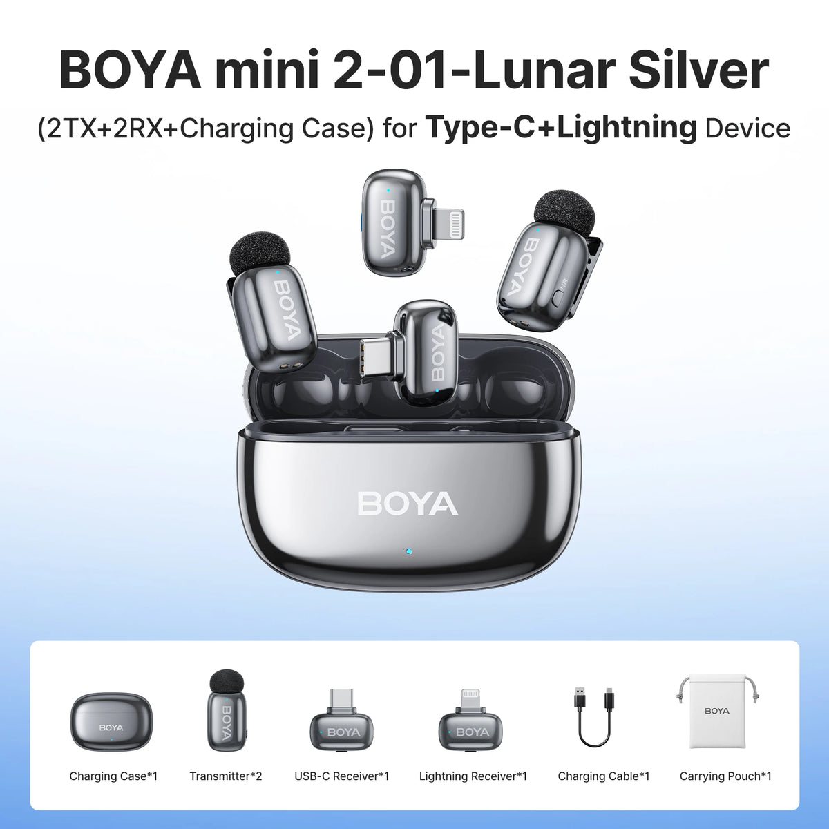 Microfono Lavalier Wireless Mini – Riduzione Rumore AI, iPhone e Android
