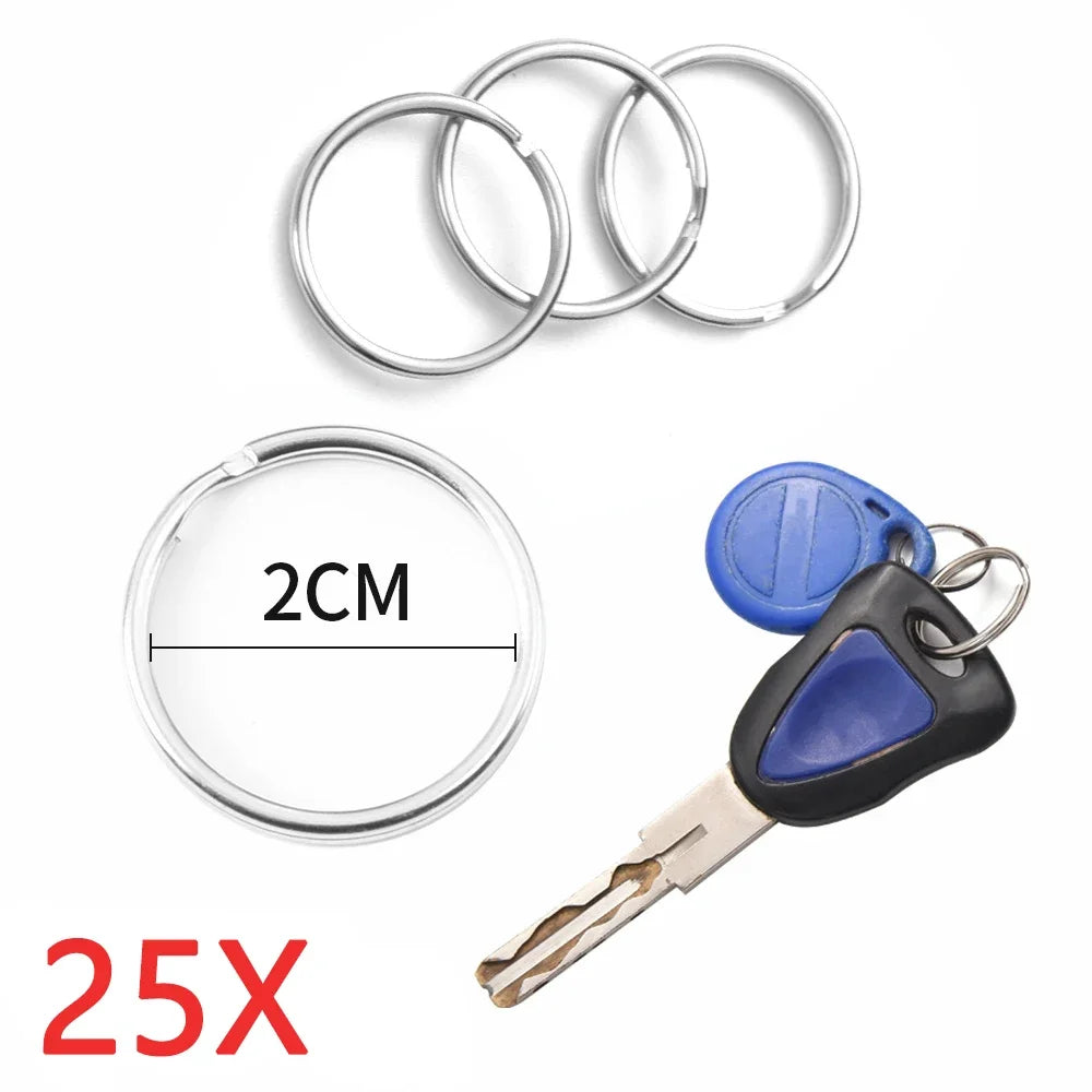 30mm/25mm/20mm Metal Key Rings Keychain Sets Keyfob Anti-rust KeyRings Key Chains Car Key Pendant Split