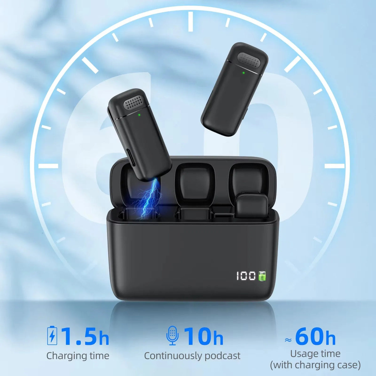Microfono Lavalier Wireless Dual Lapel per iPhone, Android e PC – Mini Clip