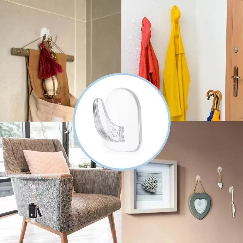 Ganci adesivi trasparenti mini – carico, impermeabili, multiuso