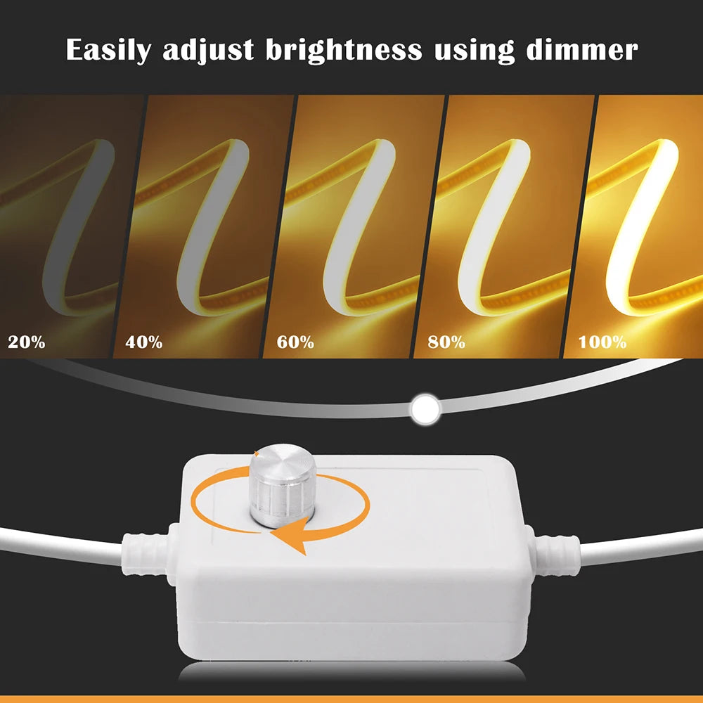 Striscia LED COB dimmerabile 220V, impermeabile, 288 LED/m, 3000‑6500K