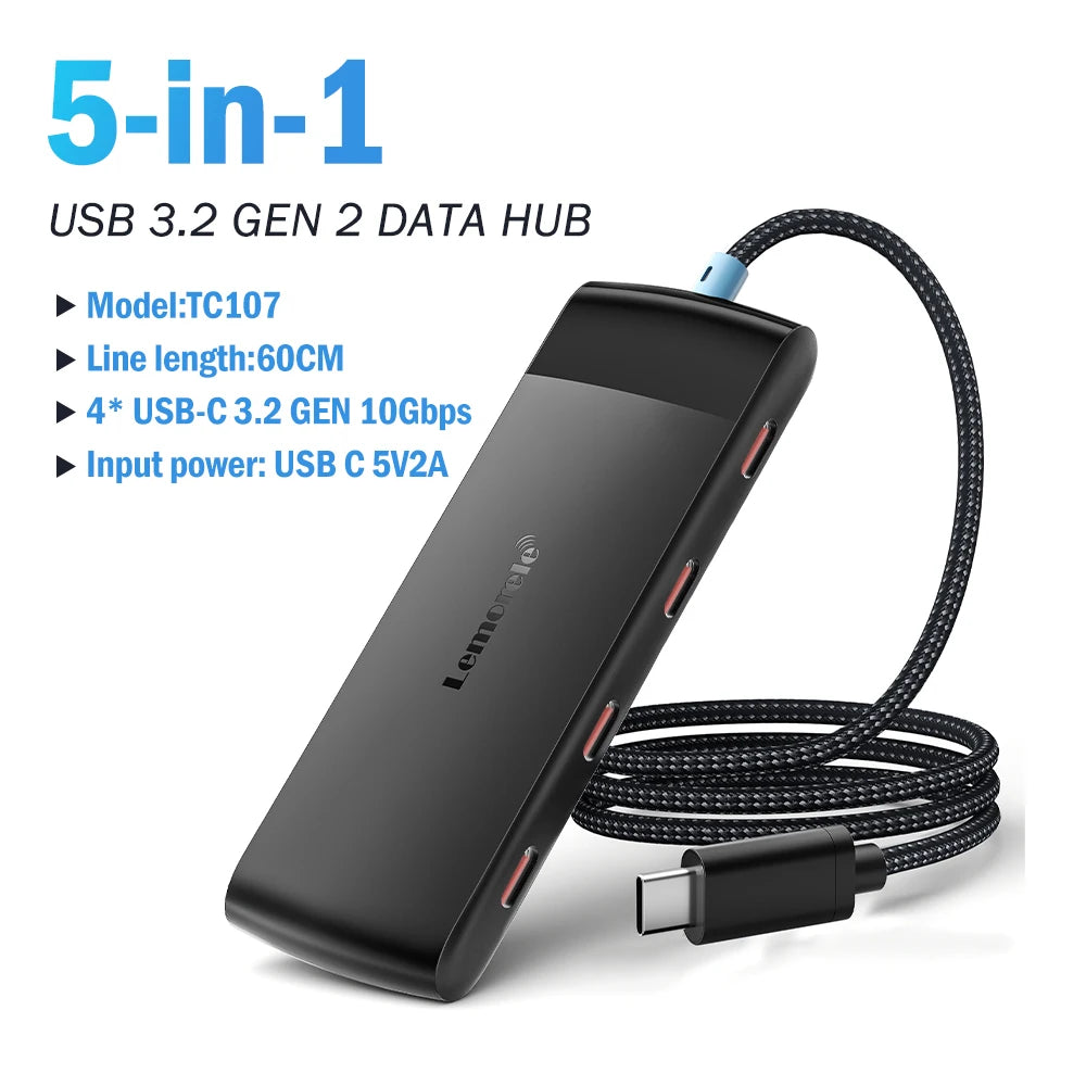 Hub USB 3.0 Type‑C 4 porte per laptop – compatibile con Lenovo, MacBook, Dell