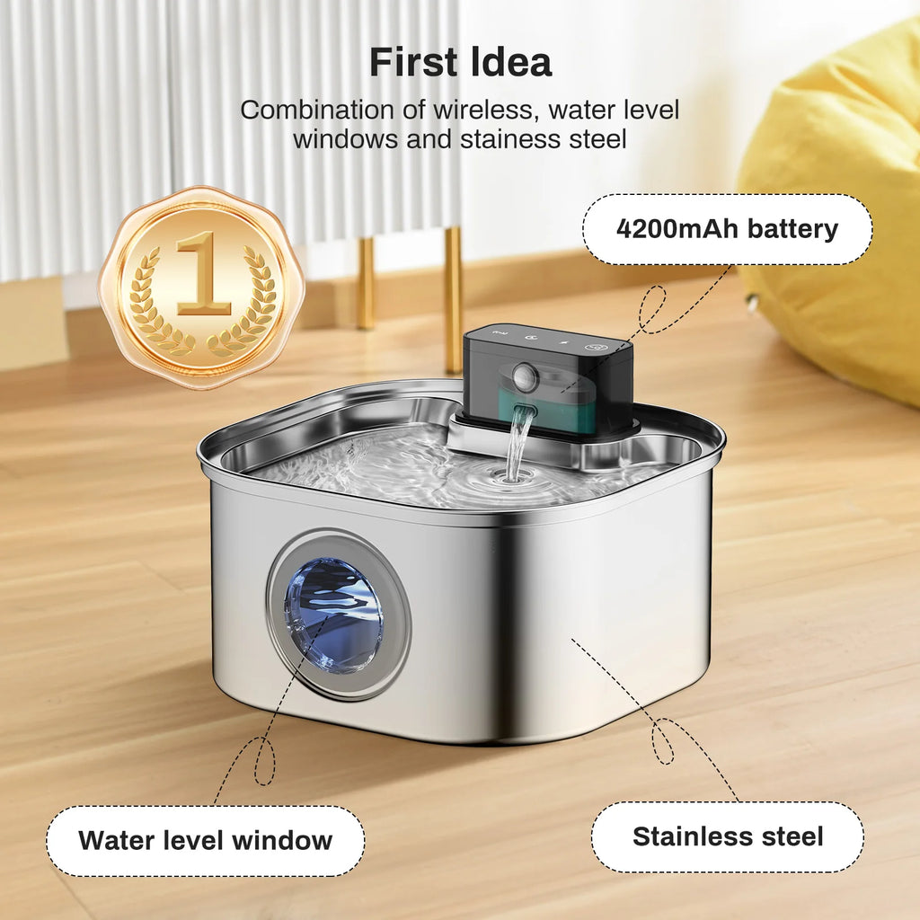 Fontanella per gatti 3,2 L in acciaio inox con batteria 4000 mAh e sensore…