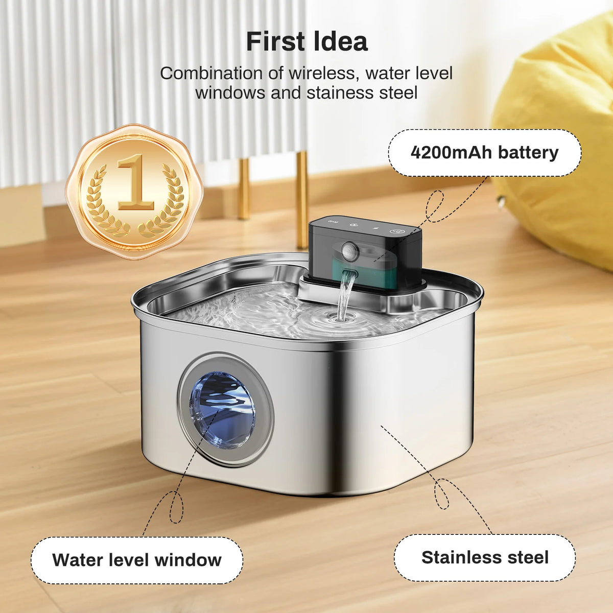 Fontanella per gatti 3,2 L in acciaio inox con batteria 4000 mAh e sensore…