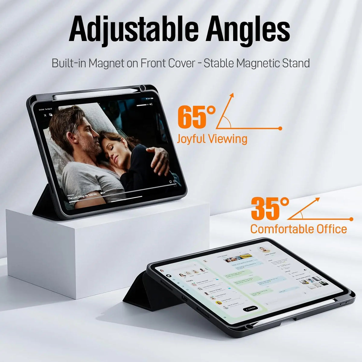 Pencil Case for Apple iPad Air Pro 10.9 11 12.9 13 M2 M3 M4 M5 2024 2025 8th 9th 10th 11th Generation, Magnetic Flip Smart Cover