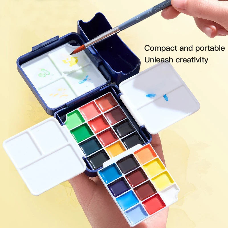 Set Acquerelli Solidi Portatile 24 Colori con Tavoletta per Schizzi Outdoor