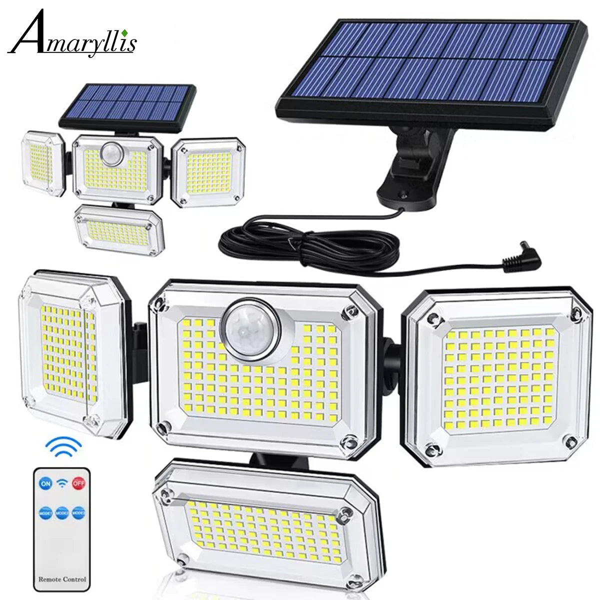 Lampada Solare da 20W IP65 con Testa Regolabile e 3 Modalità
