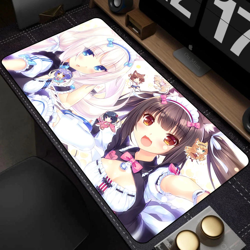 XXL Home HD Computer Desk Mats Mouse Pad Nekopara Mousepad Carpet Gamer Office Laptop Soft Mouse Mat Desktop Mouse Mats 90x40cm