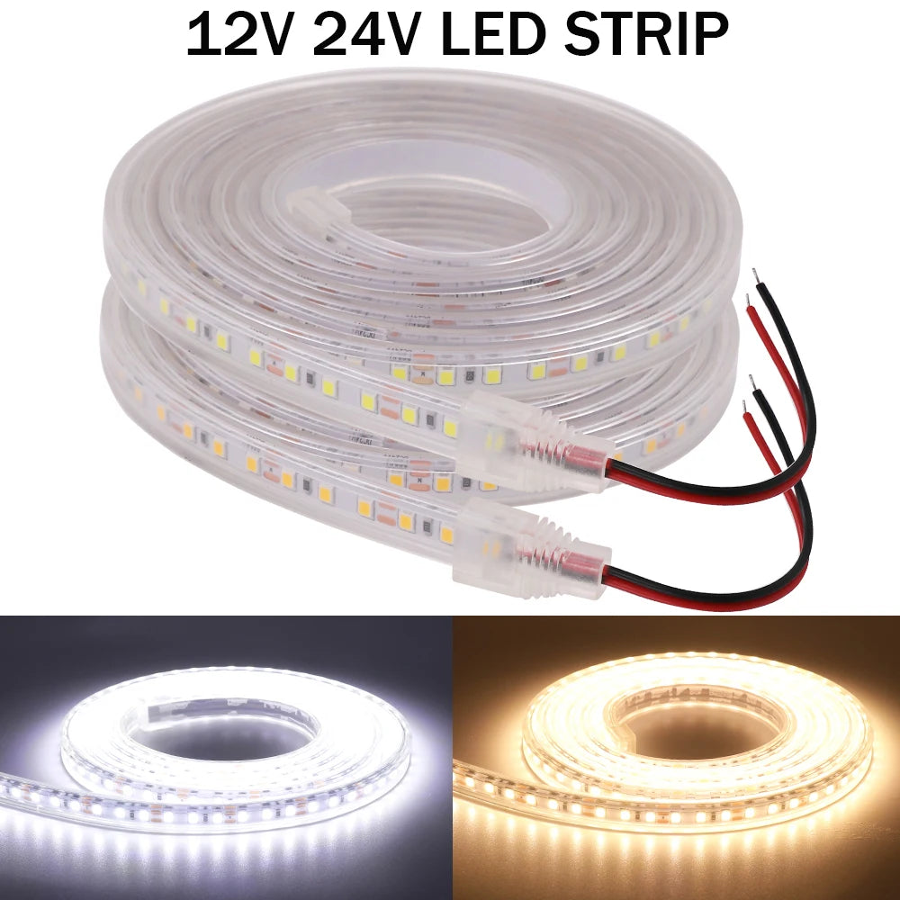 Striscia LED impermeabile IP67 12V/24V 2835, 120 LED/m, luce bianca, 1‑10 m