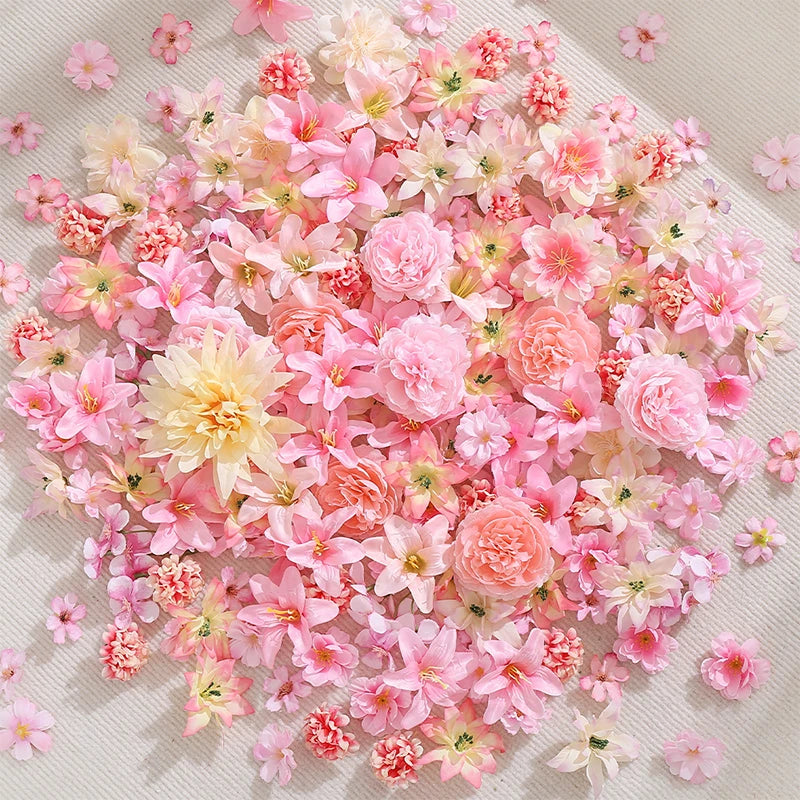 3-10cm Pink Artificial Flowers Head Silk Fake Rose Flower Wedding Marriage Decoration Party Supplies for Home Decor Garland