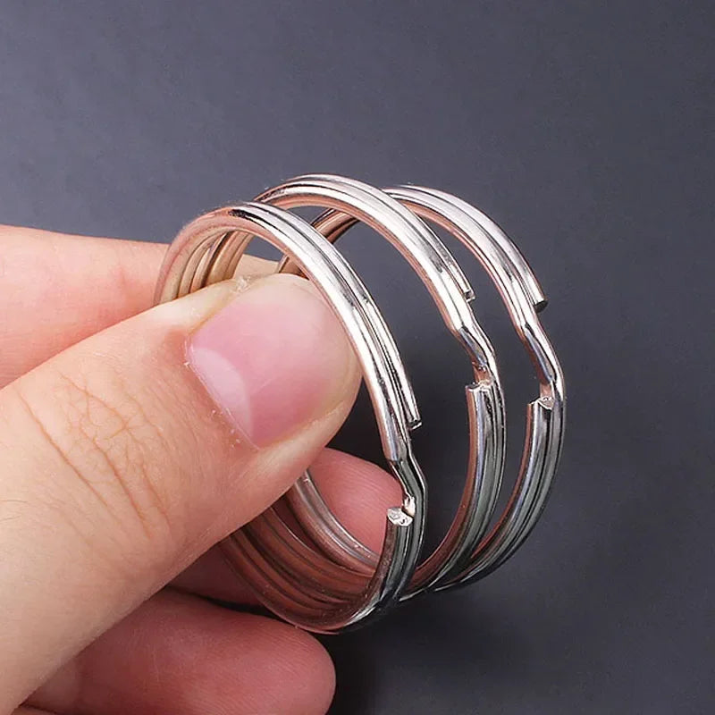 200/100pcs Stainless Steel Key Ring Key Chain 25mm Round Flat Round Split Keychain Polished Metal Blank Circle For DIY Findings