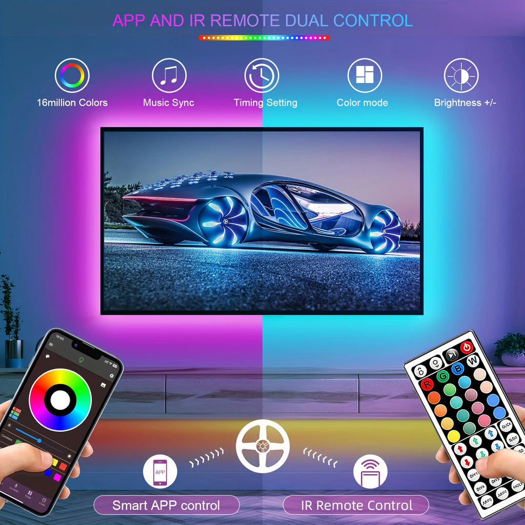Striscia LED RGB con APP e Telecomando — 5M fino a 30M per Camera e TV