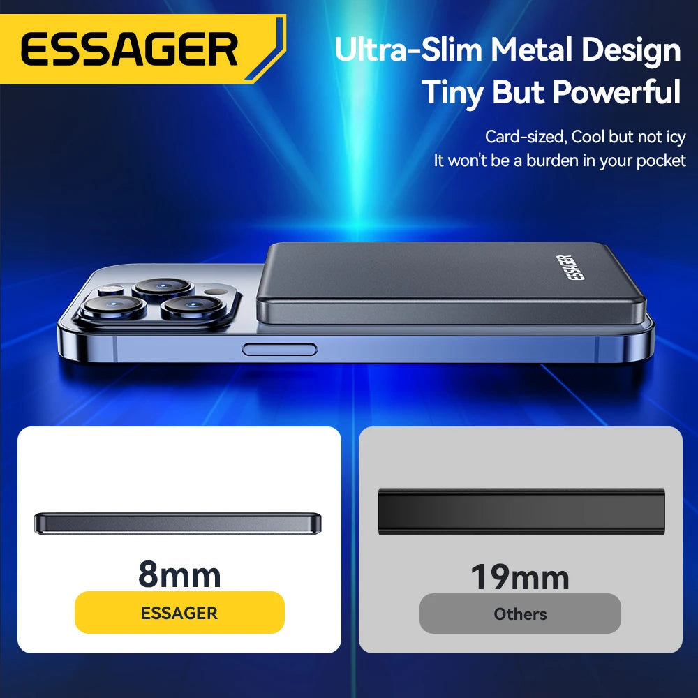 Power Bank Wireless 5000 mAh 20 W Ultra‑Thin con Magnete N52 per iPhone 14‑17
