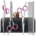 Forbici da toelettatura per cani, acciaio inox, testa rotonda, set da 4 pezzi