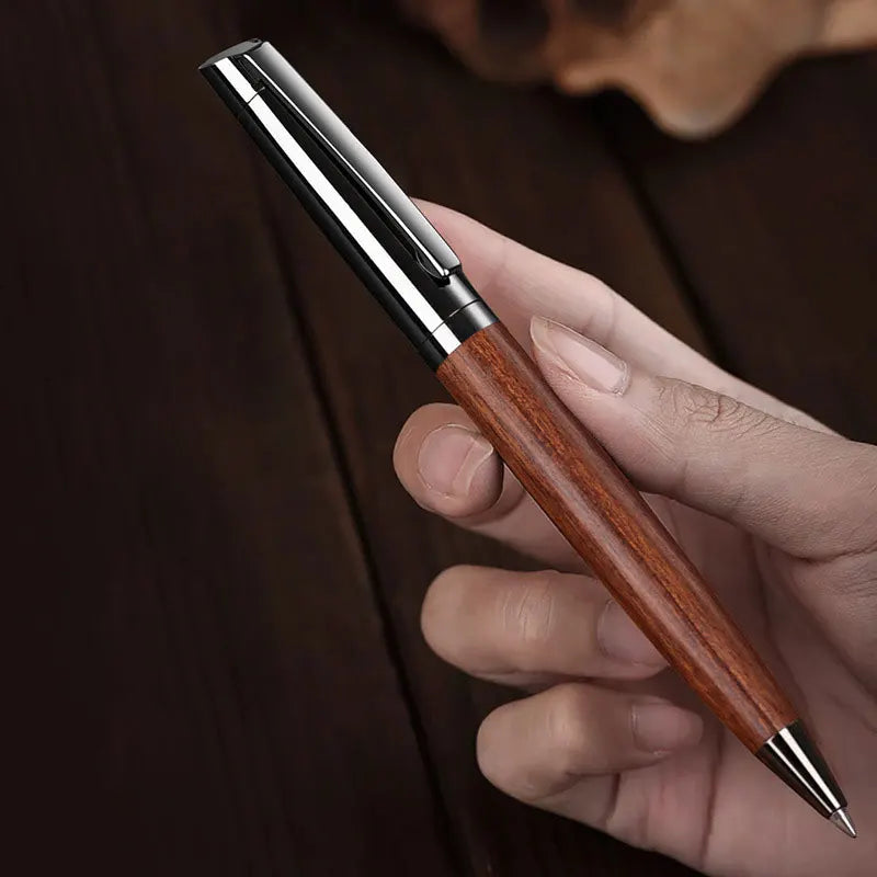 Premium Metal Ballpoint Pen with Wooden pen pole for Smooth Writing Experience and High-End Design-Black Ink-Office
