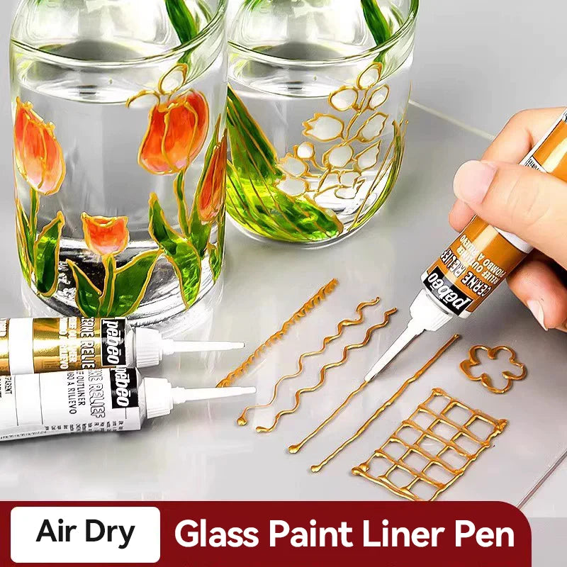 PEBEO Glass Acrylic Paint Outliner 20ML Waterproof Acrylic Paint Tube for Wood Canvas Fabric Painting Glass Pigment Art Supplies