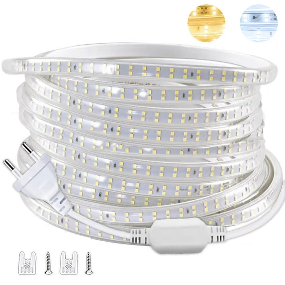 Striscia LED 220V 2835 Flessibile 1‑30 m con Spina EU – Illuminazione Waterproof