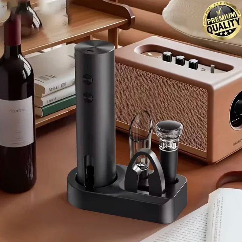 Apri Bottiglie Elettrico con Taglierina, Versatore e Tappo Sottovuoto USB‑C