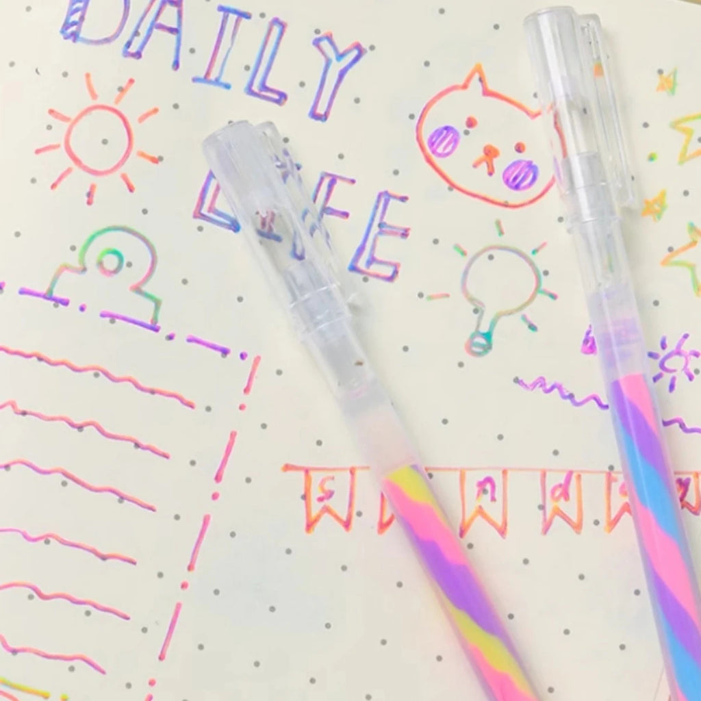 6pcs Glitter Gel Highlighter Pens Set - 1.2mm Vibrant Colors, Smooth Writing, Perfect for Journals, DIY Crafts, Greeting Cards,