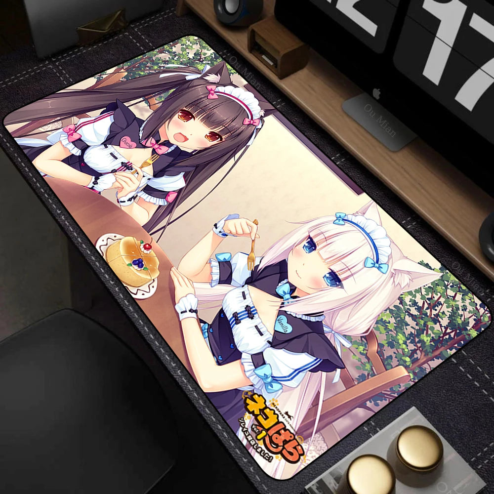 XXL Home HD Computer Desk Mats Mouse Pad Nekopara Mousepad Carpet Gamer Office Laptop Soft Mouse Mat Desktop Mouse Mats 90x40cm