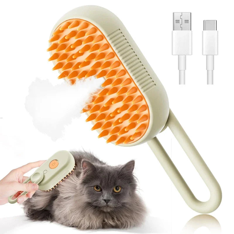 Spazzola a vapore 3‑in‑1 per gatti e cani – Cura del pelo e massaggio