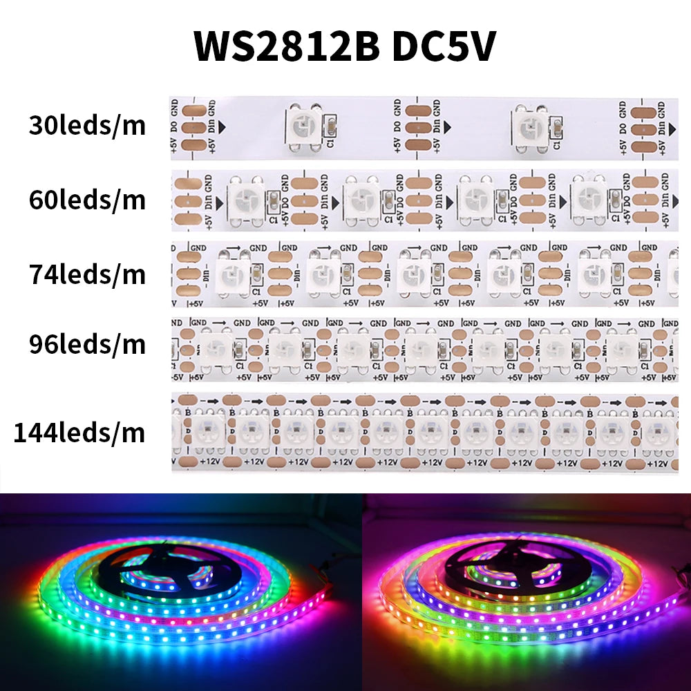 Striscia LED RGB Addressable 5V WS2812B 60 LED/m – IP65 Waterproof