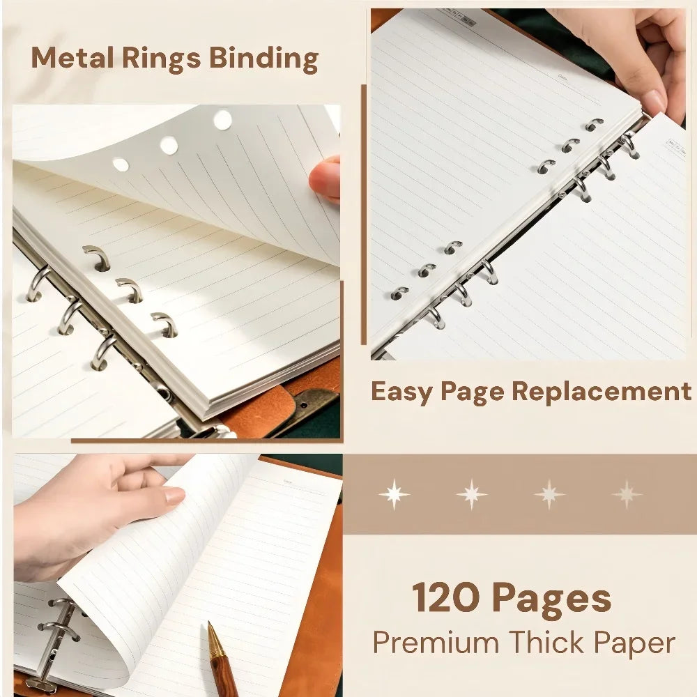 Notebook Vintage Leather Tree of Life Notebook, Thick Spell Book Planner for Student, Magic Study Notebook with Refillable Paper