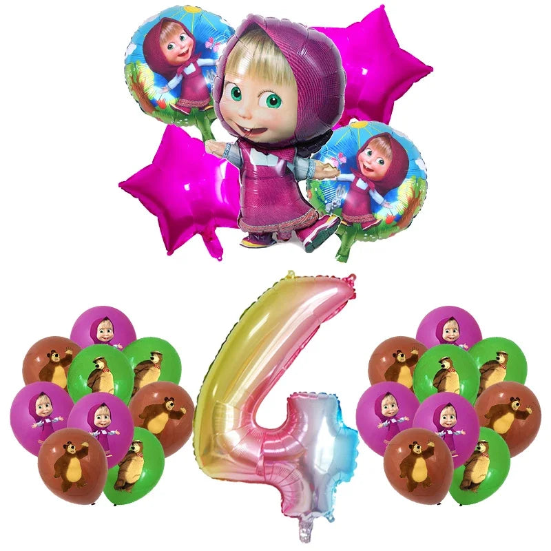 Decorazioni per festa di compleanno Masha e Orso – Palloncini cartoon, set 24…