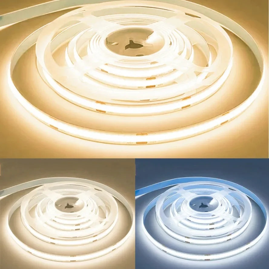 Striscia LED COB flessibile 8mm 12V/24V, 320/480 LED/m, luce 3000‑6000K