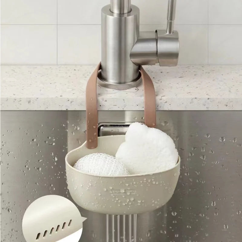 Porta spugna e supporto rubinetto in alluminio per cucina e bagno