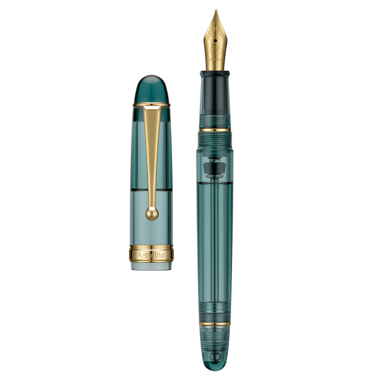 Asvine V126 Vacuum Filling Fountain Pen EF/F/M/ Stub 1.1 Nib, Transparent Brown/ Matte Gray, White Acrylic Writing Gift Set