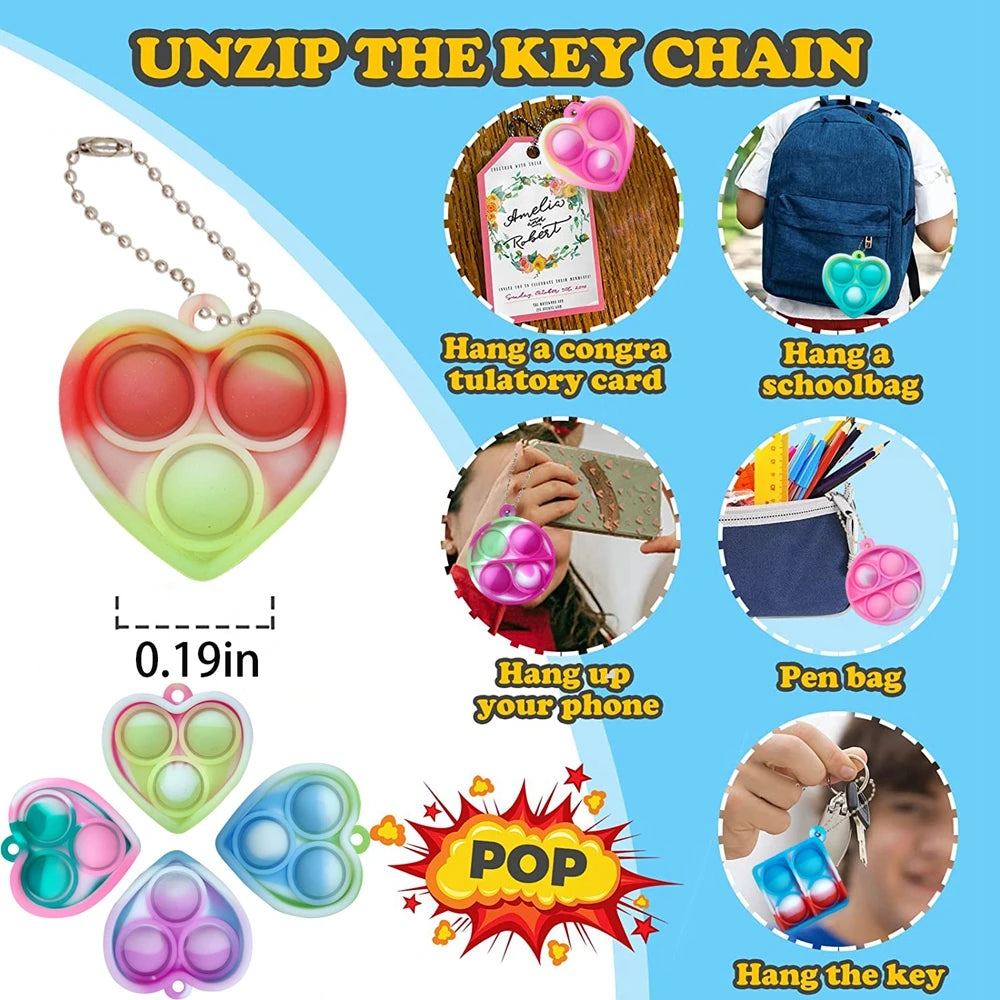 mini pop keychain sensory fidget toys – bulk pack for classrooms, parties & weddings