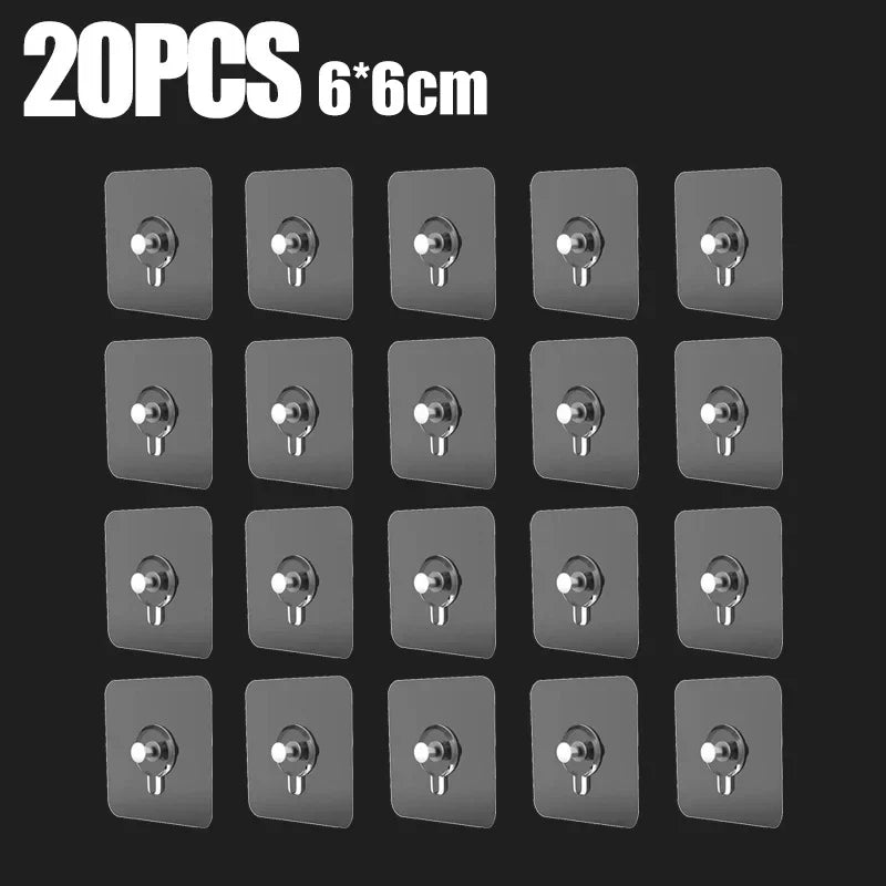 Ganci adesivi trasparenti per parete, supportano 3 kg, 6 cm, confezione 10‑60 pz