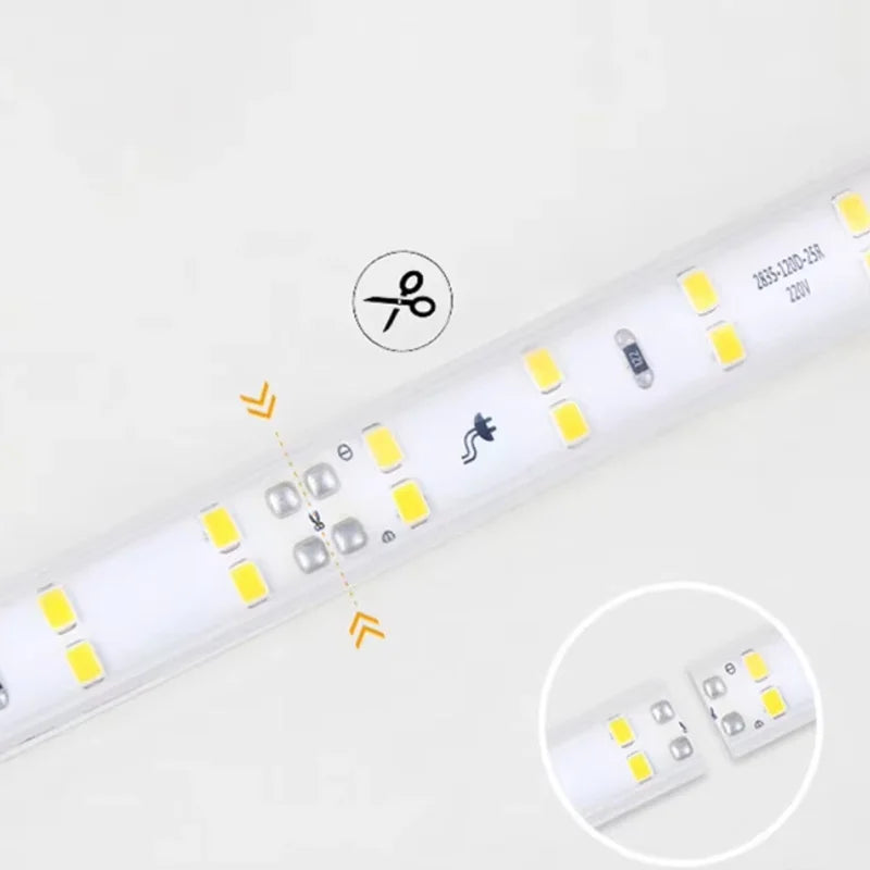 Striscia LED 220V 2835 Flessibile 1‑30 m con Spina EU – Illuminazione Waterproof