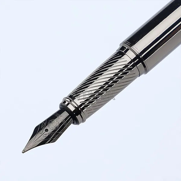 Penna stilografica metallica premium grigio argento, punta 0.5 mm – eleganza…