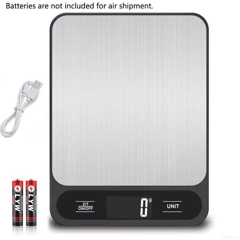 Bilancia da cucina digitale 15 kg, precisione 1 g, ricarica USB, display LED