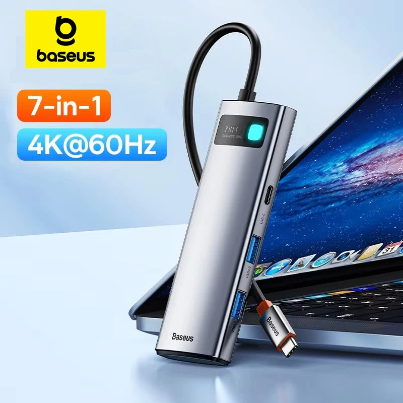Hub USB‑C 7 in 1 4K@60Hz con PD 100 W, HDMI, 3 USB‑3.0 e lettore SD/TF