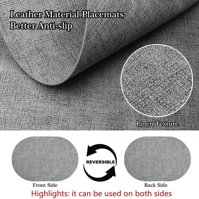 oval decorative placemats set (1/4/6 pcs) – heat‑resistant faux leather, non‑slip