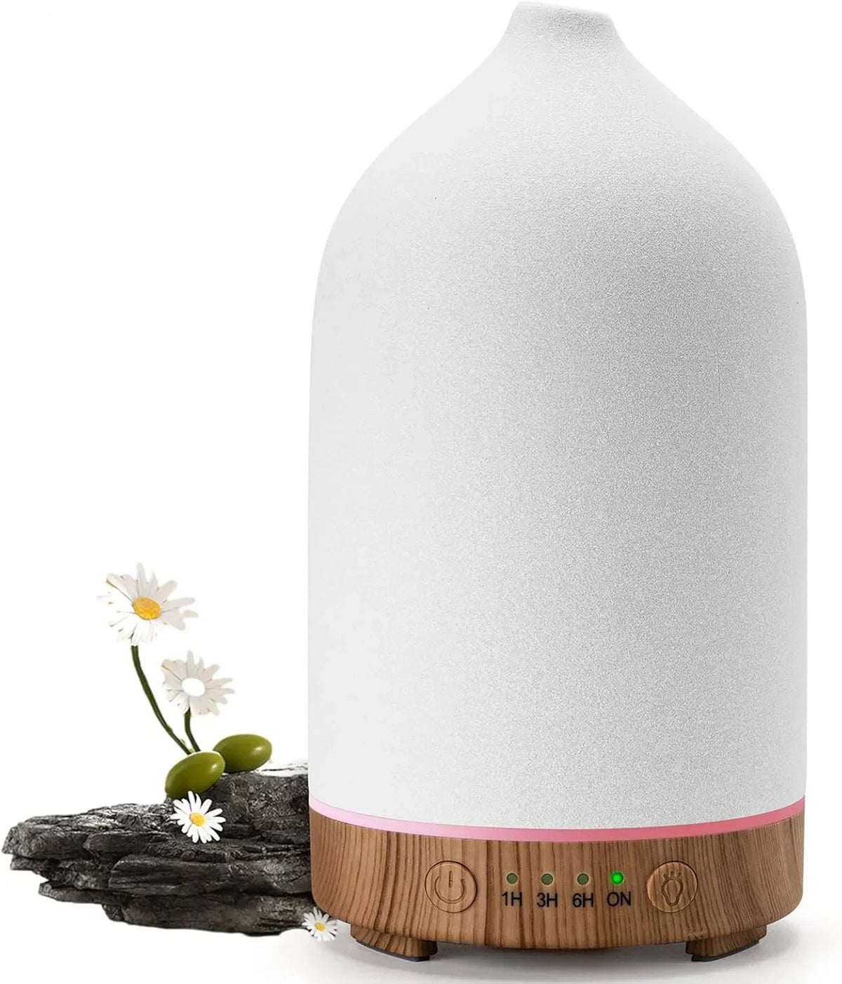 Diffusore Ultrasonico in Ceramica 100 ml con Timer e Luci LED Cambianti