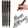 Set 4 penne per calligrafia, punta morbida e dura, inchiostro nero ricaricabile