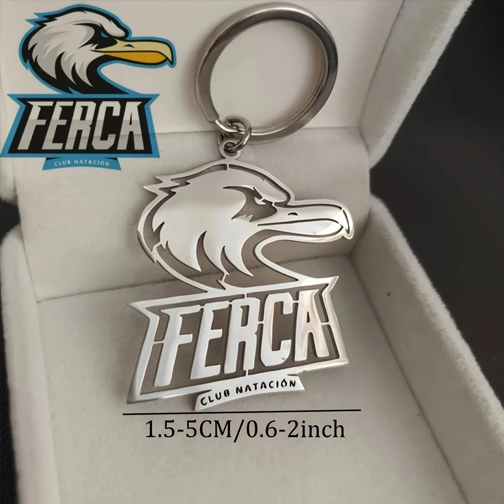 Personalized Custom Men's Stainless Steel Hollow-Out Shaped Keychain with Logo Image Badge Key Ring, High-Quality and Elegant Gift