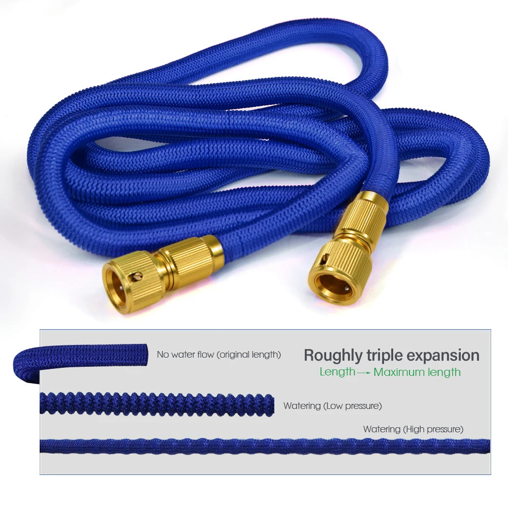 Tubo da Giardino Retrattile 3x Espandibile, Alta Pressione, per Lavaggio Auto e…