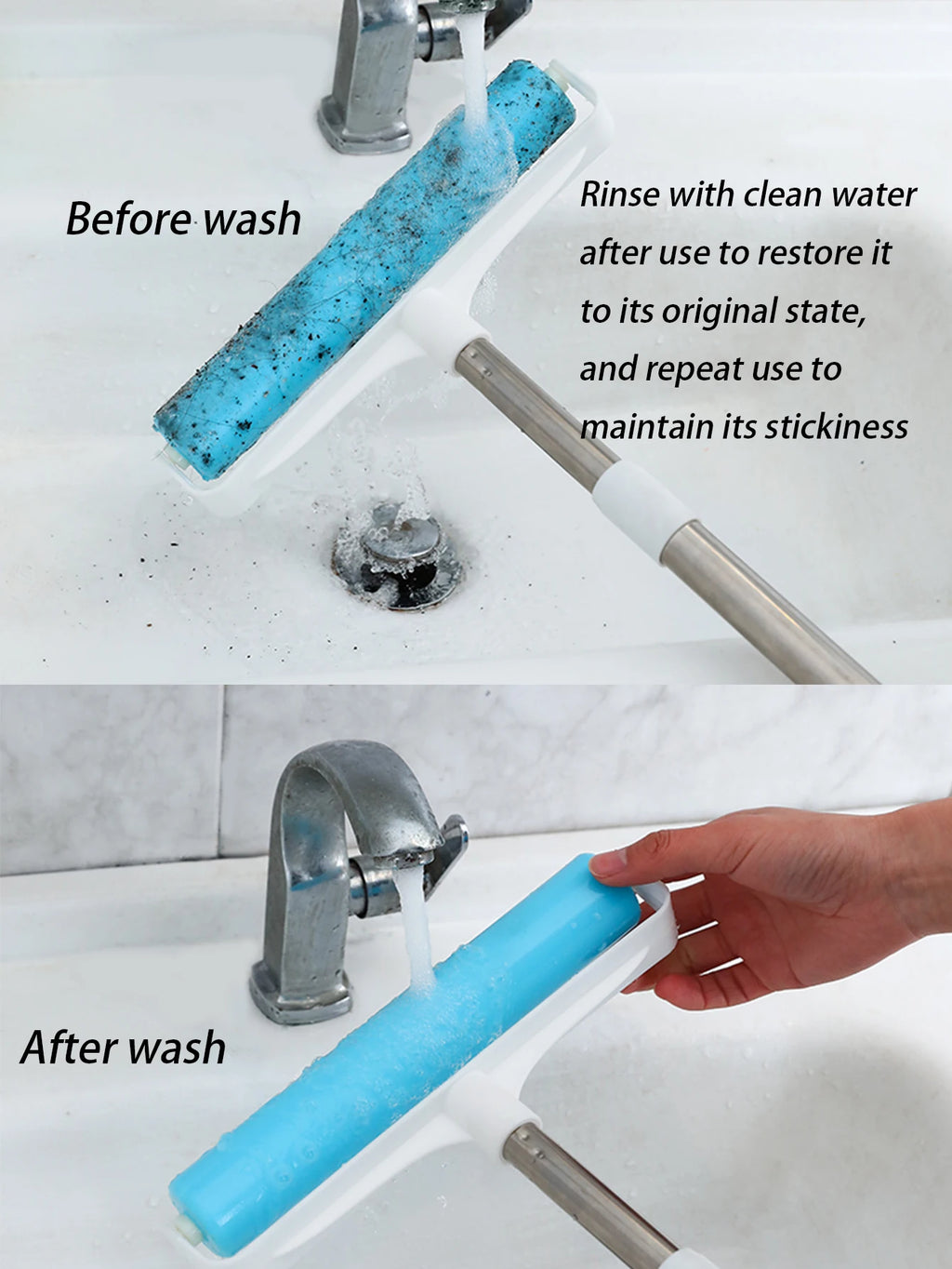 Washable Reusable Hair Sticking Device With Extendable Handle For Sticking Clothes Bed Sheets Dust Pet Flooring Carpet Cleaning