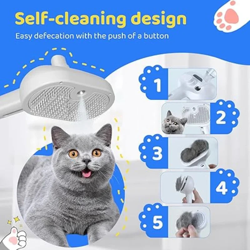 Spazzola Elettrica 3-in-1 per Cani e Gatti, Pettine in Acciaio Curvo con Spray…