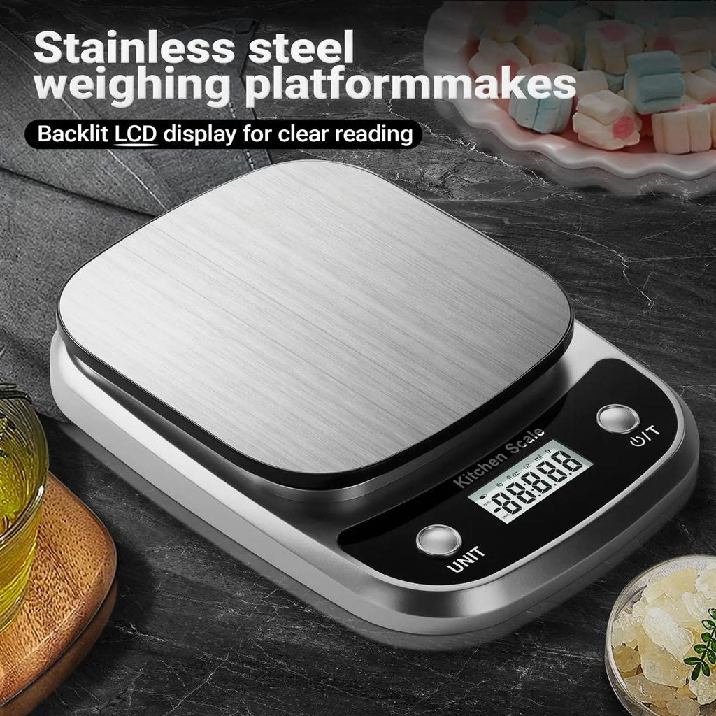 Bilancia da cucina digitale 10 kg, precisione 1 g, unità g/ml/lb‑oz, design…